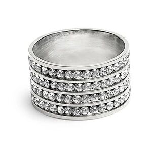 Quadruple eternity CZ ring - stainless steel - silver tone
